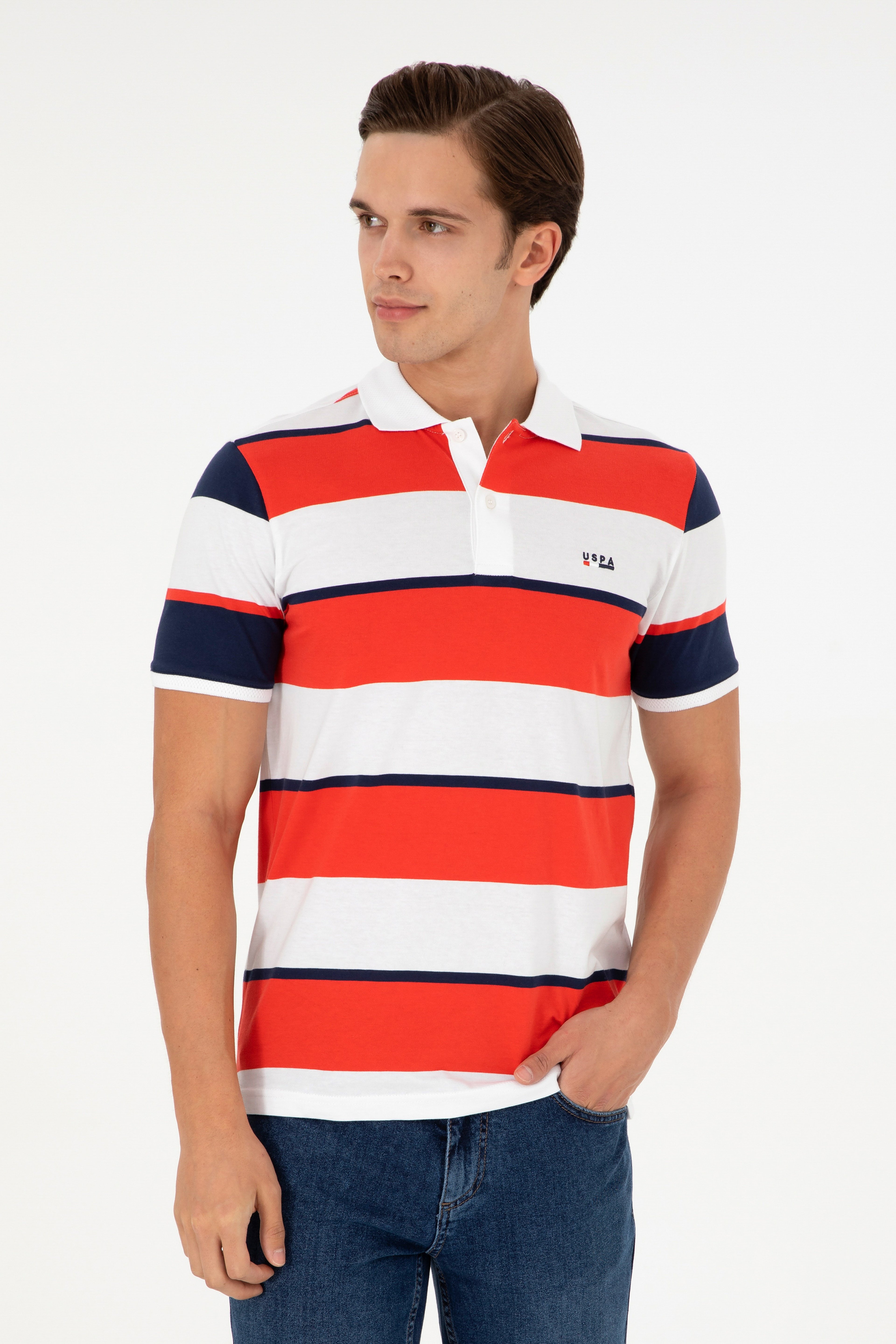 Erkek Regular Fit Polo Yaka Kırmızı Tişört - Image 1