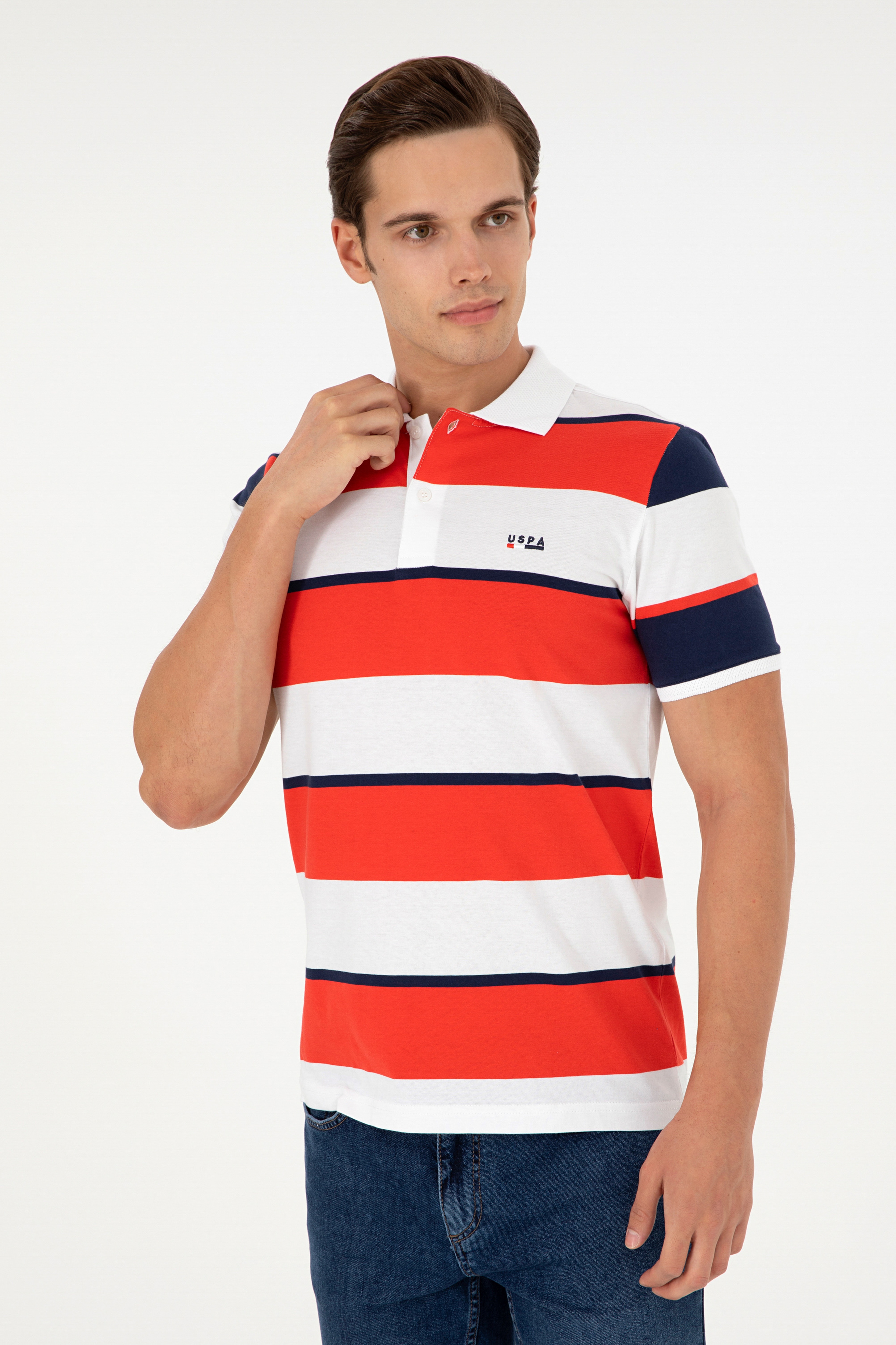 Erkek Regular Fit Polo Yaka Kırmızı Tişört - Image 3