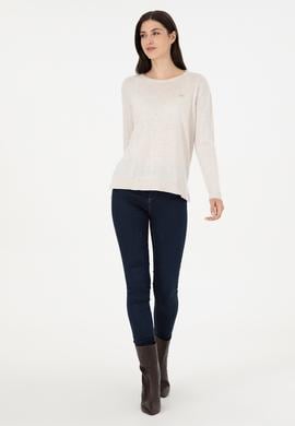 Kadın Taş Melanj Basic Bisiklet Yaka Kazak - 50288951038