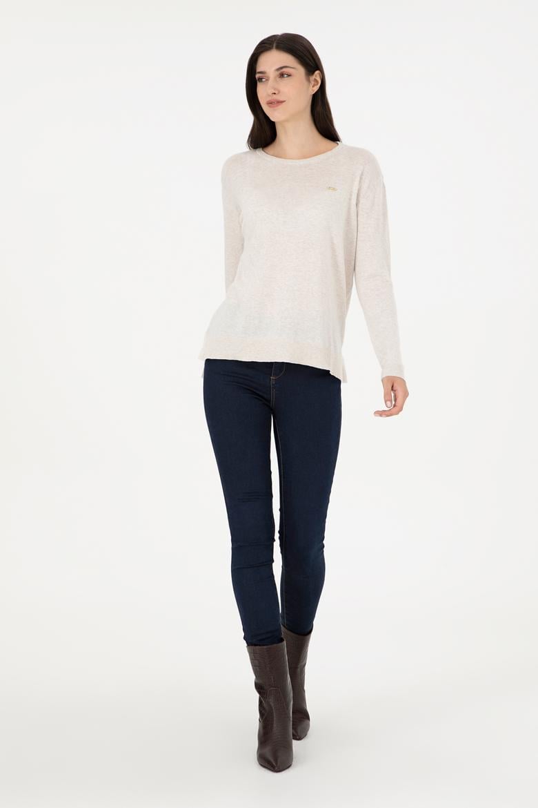 Kadın Taş Melanj Basic Bisiklet Yaka Kazak - 50288951038