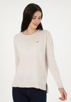 Kadın Taş Melanj Basic Bisiklet Yaka Kazak - 50288951038