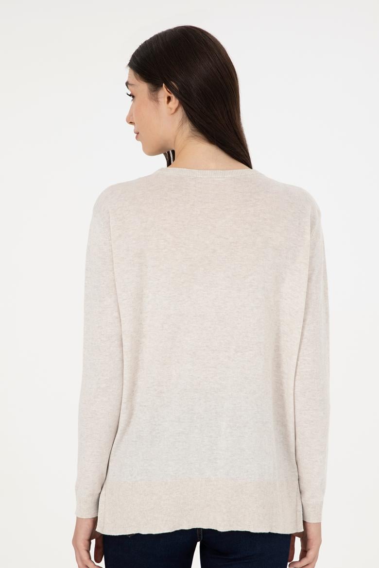 Kadın Taş Melanj Basic Bisiklet Yaka Kazak - 50288951038