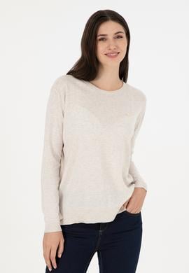 Kadın Taş Melanj Basic Bisiklet Yaka Kazak - 50288951038