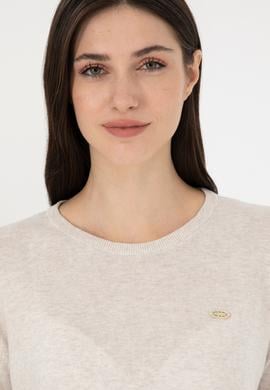 Kadın Taş Melanj Basic Bisiklet Yaka Kazak - 50288951038