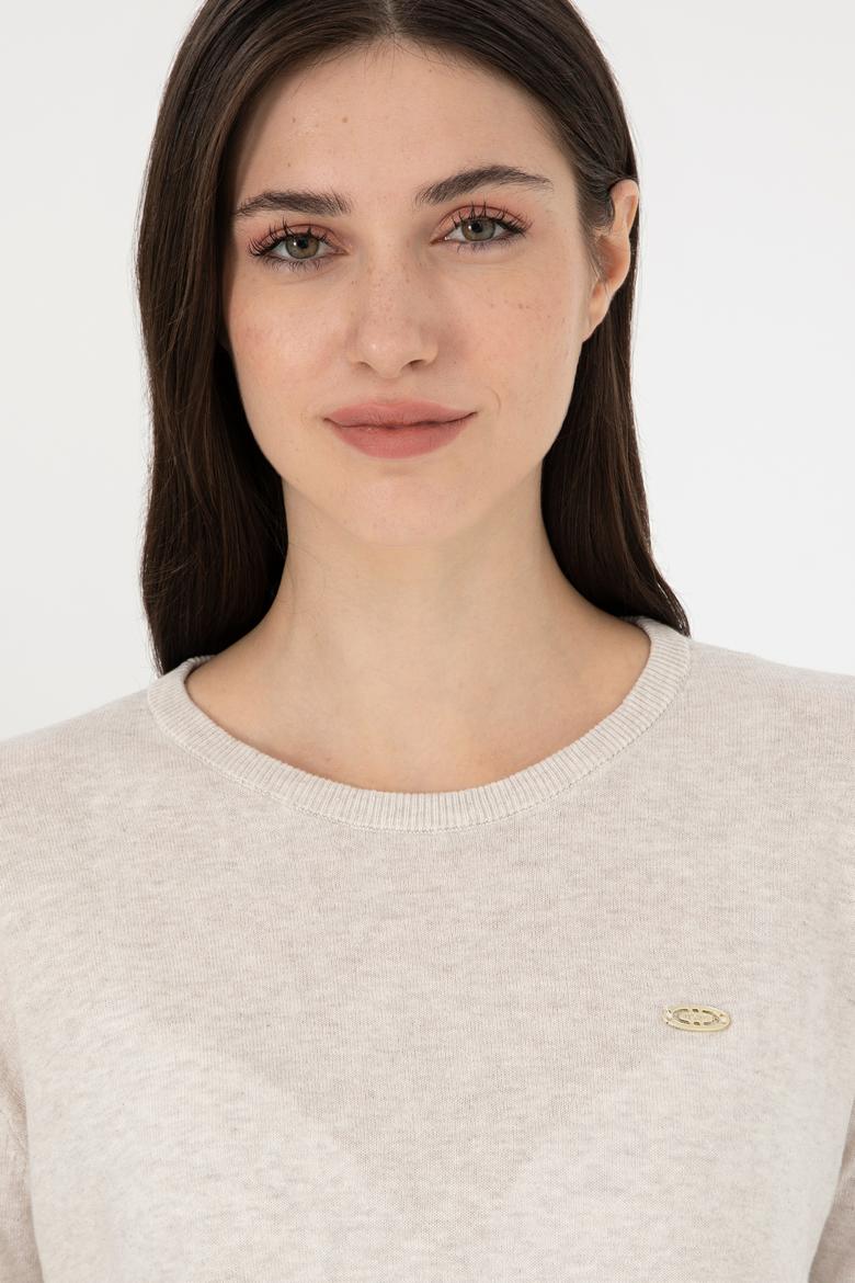 Kadın Taş Melanj Basic Bisiklet Yaka Kazak - 50288951038