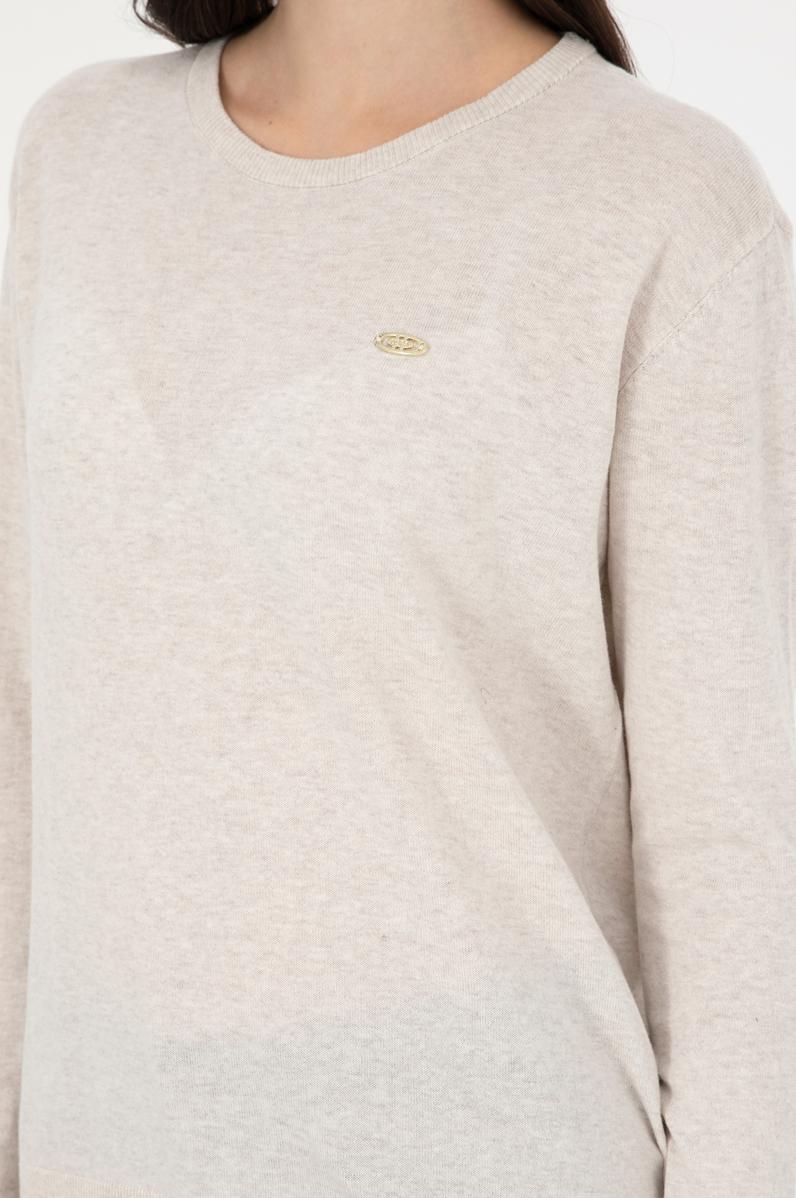 Kadın Taş Melanj Basic Bisiklet Yaka Kazak