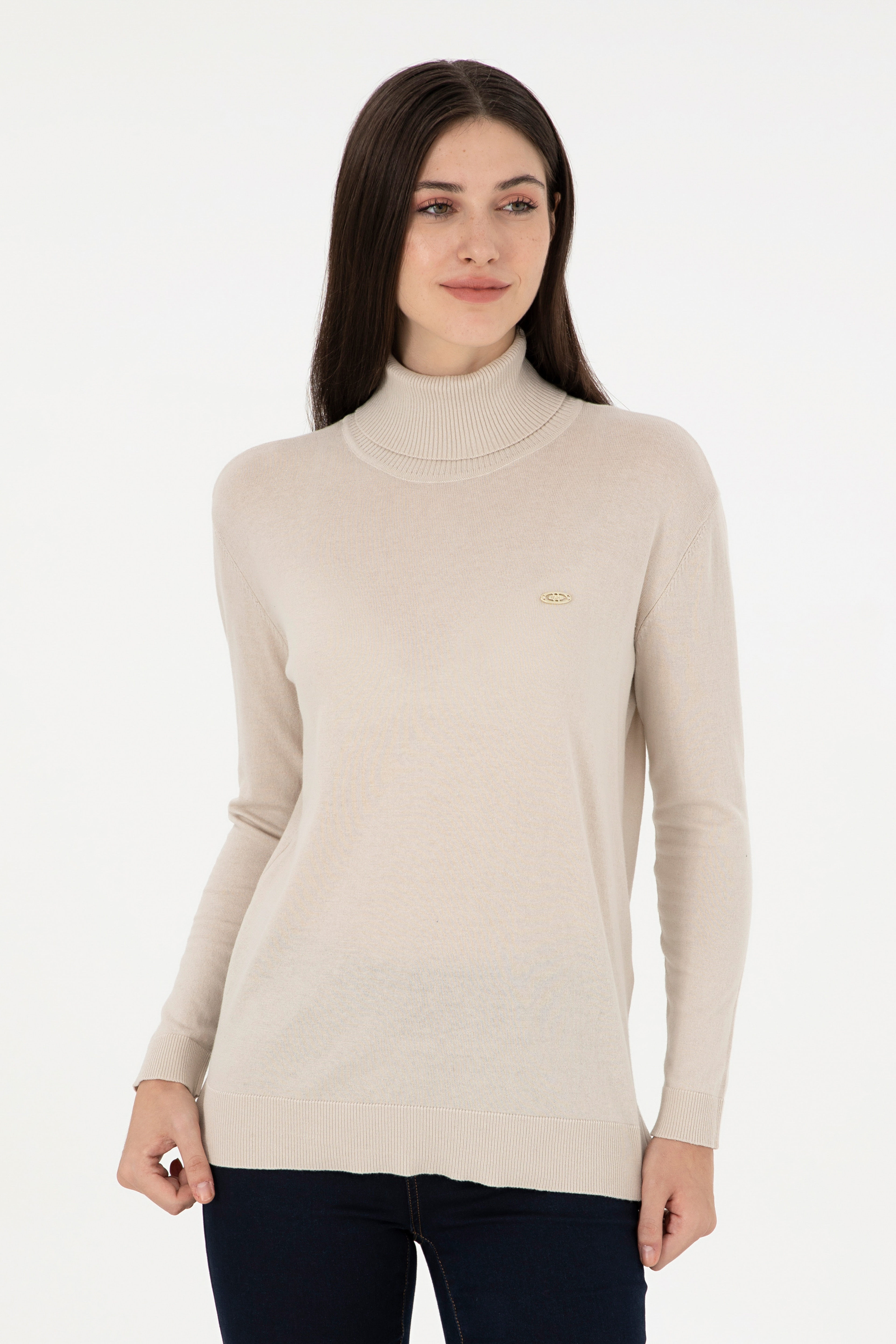 Kadın Taş Basic Boğazlı Kazak - Image 1