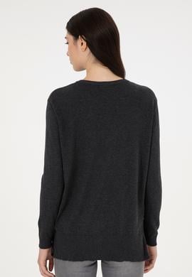 Kadın Antrasit Melanj Basic Bisiklet Yaka Kazak - 50288951069