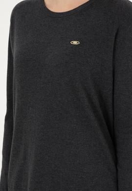 Kadın Antrasit Melanj Basic Bisiklet Yaka Kazak - 50288951069