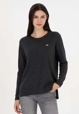 Kadın Antrasit Melanj Basic Bisiklet Yaka Kazak - 50288951069