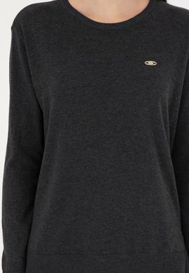 Kadın Antrasit Melanj Basic Bisiklet Yaka Kazak - 50288951069