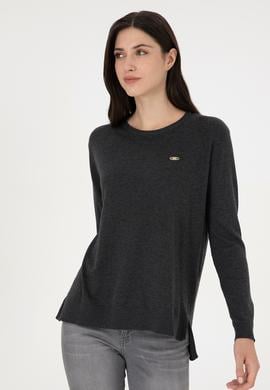 Kadın Antrasit Melanj Basic Bisiklet Yaka Kazak - 50288951069