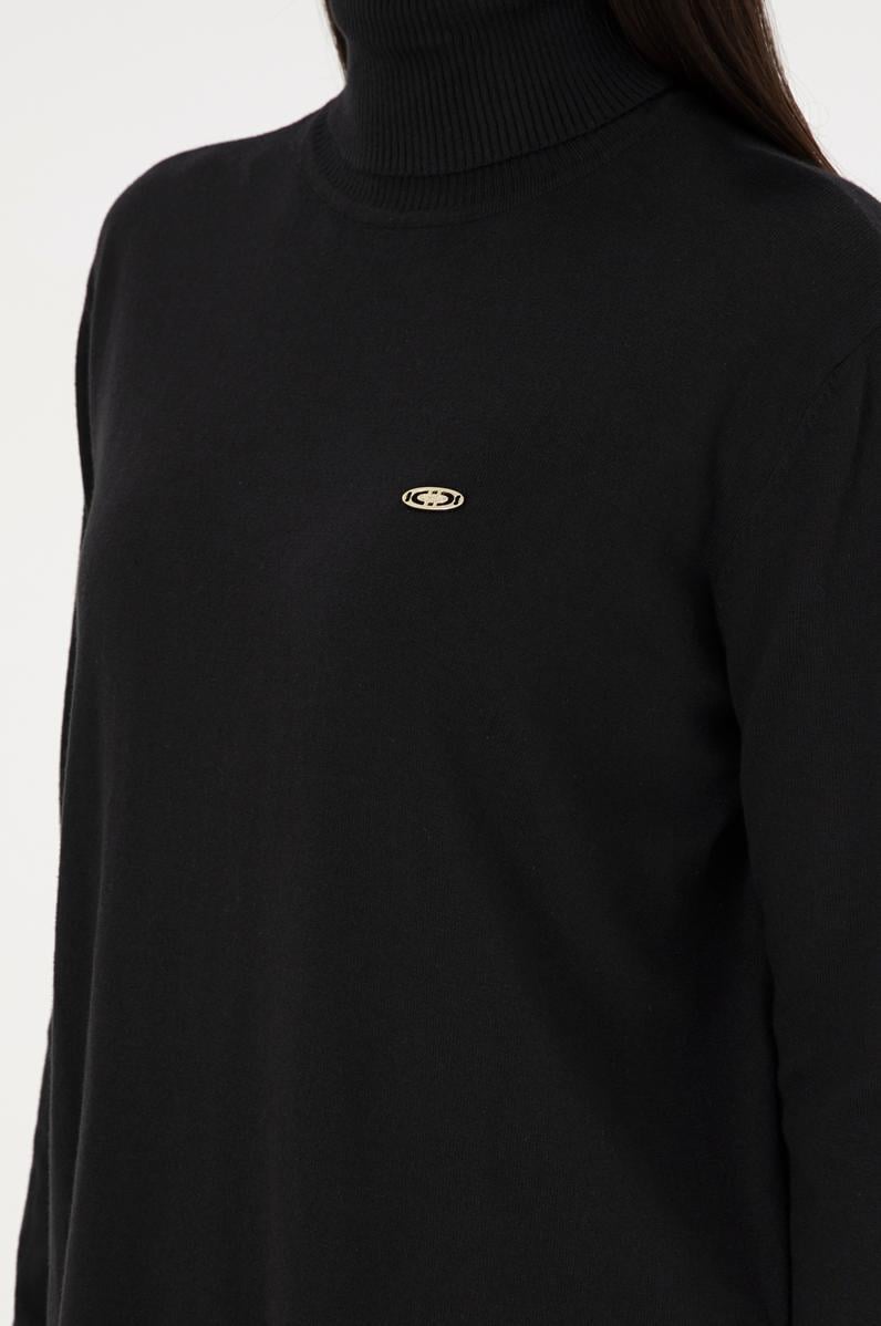 Kadın Siyah Basic Boğazlı Kazak