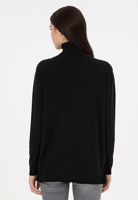 Kadın Siyah Basic Boğazlı Kazak - 50288974005