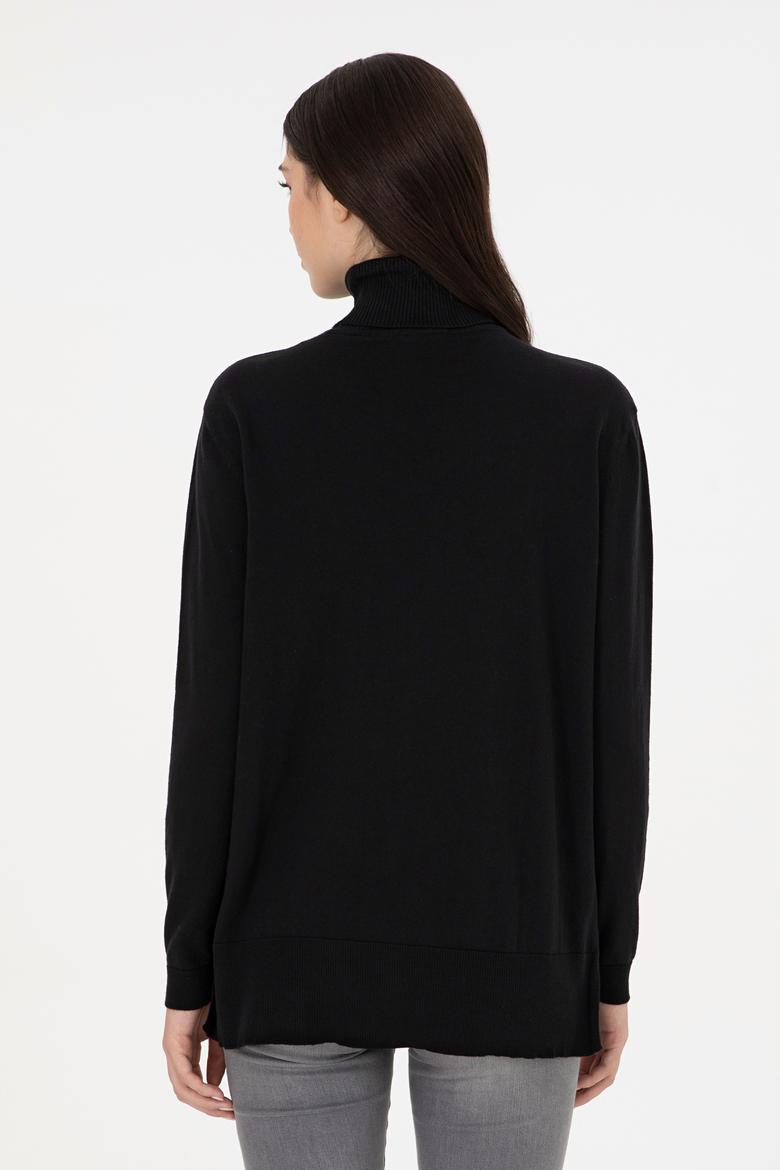 Kadın Siyah Basic Boğazlı Kazak - 50288974005