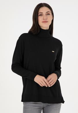 Kadın Siyah Basic Boğazlı Kazak - 50288974005