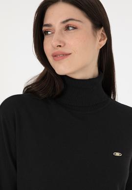 Kadın Siyah Basic Boğazlı Kazak - 50288974005