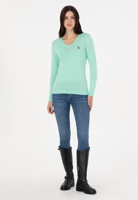 Kadın Mint Basic V Yaka Kazak - 50288983045