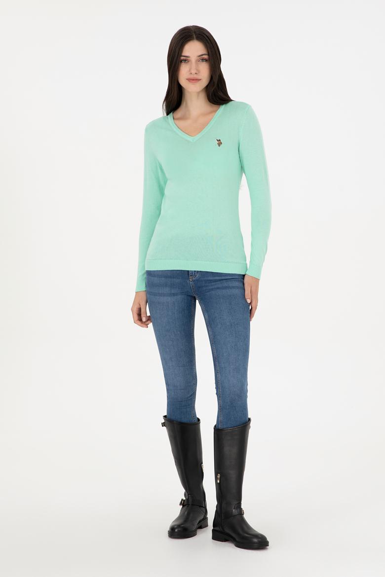Kadın Mint Basic V Yaka Kazak - 50288983045