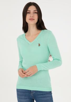 Kadın Mint Basic V Yaka Kazak - 50288983045