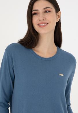 Kadın Koyu Mavi Basic Bisiklet Yaka Kazak - 50288951051