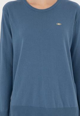 Kadın Koyu Mavi Basic Bisiklet Yaka Kazak - 50288951051