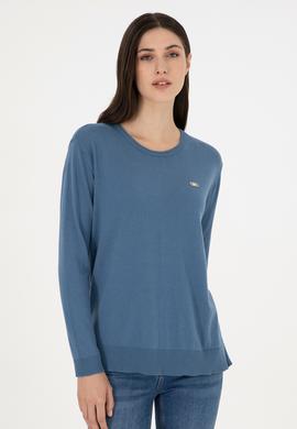 Kadın Koyu Mavi Basic Bisiklet Yaka Kazak - 50288951051