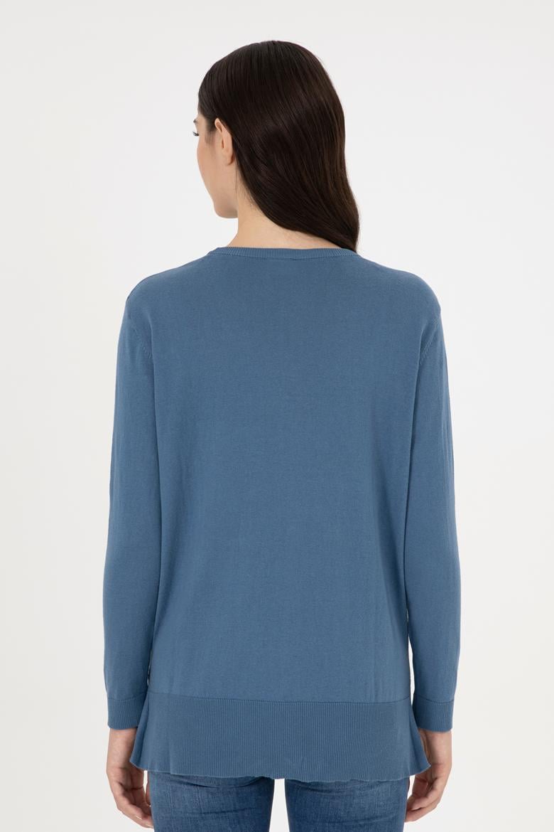 Kadın Koyu Mavi Basic Bisiklet Yaka Kazak - 50288951051