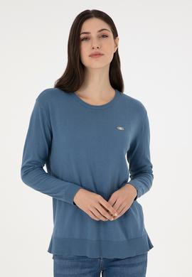 Kadın Koyu Mavi Basic Bisiklet Yaka Kazak - 50288951051