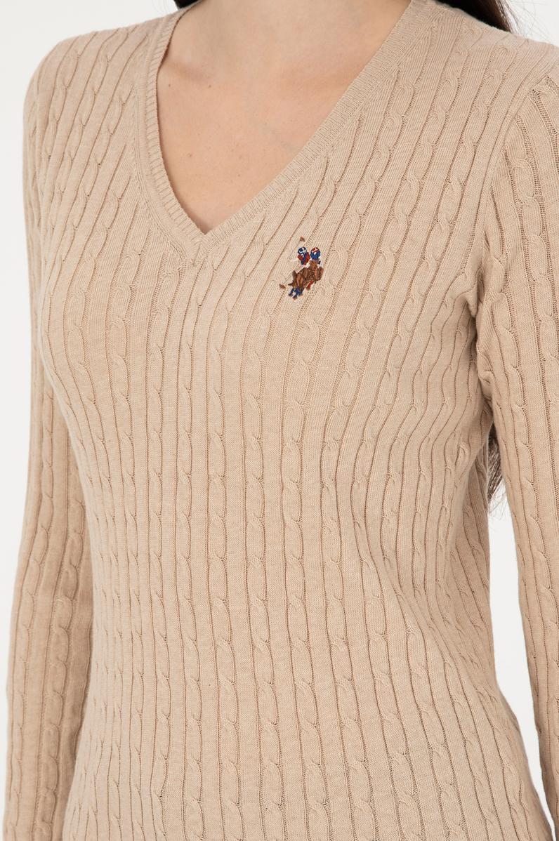 Kadın Kum Melanj V Yaka Basic Kazak