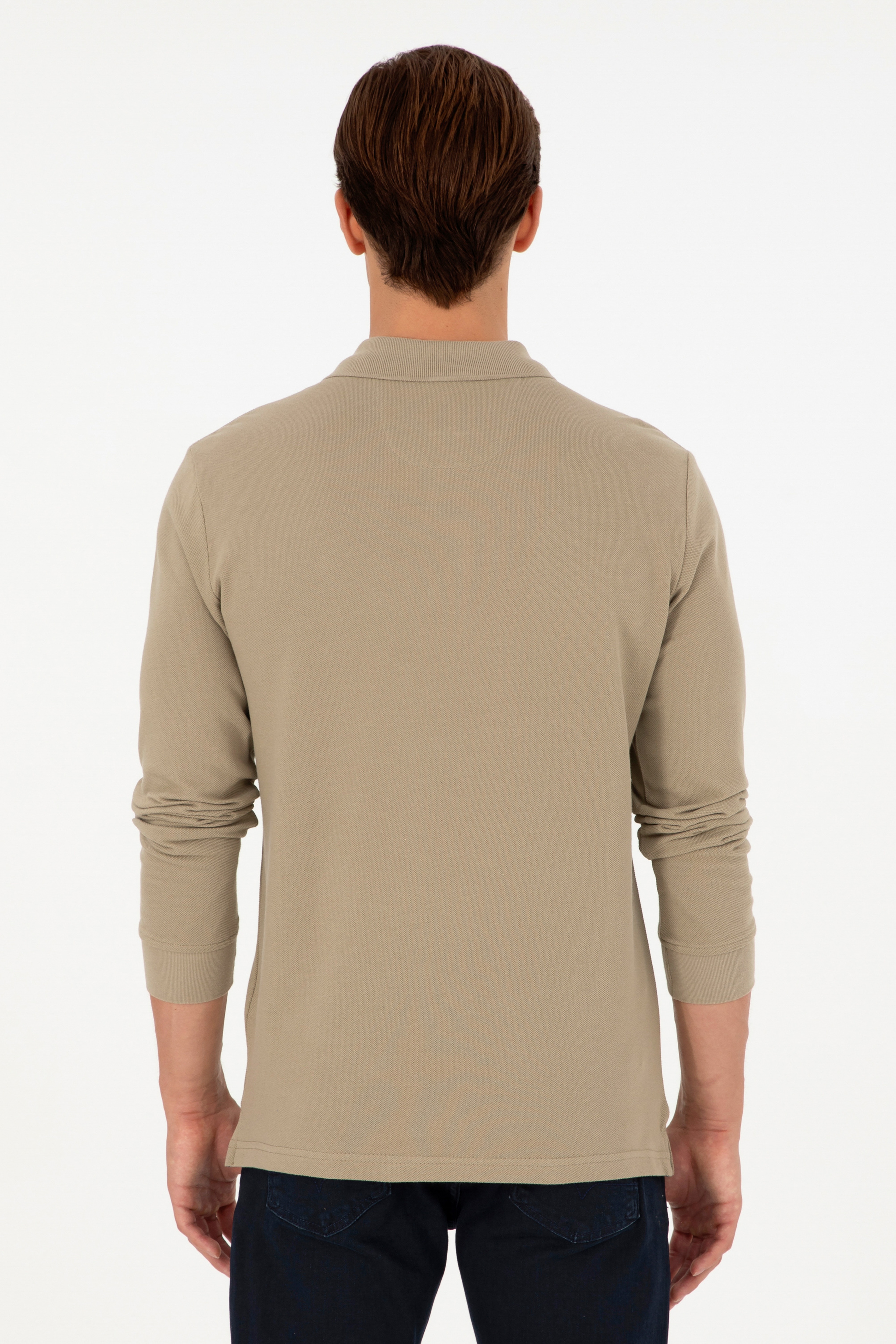 Erkek Açık Haki Basic Sweatshirt