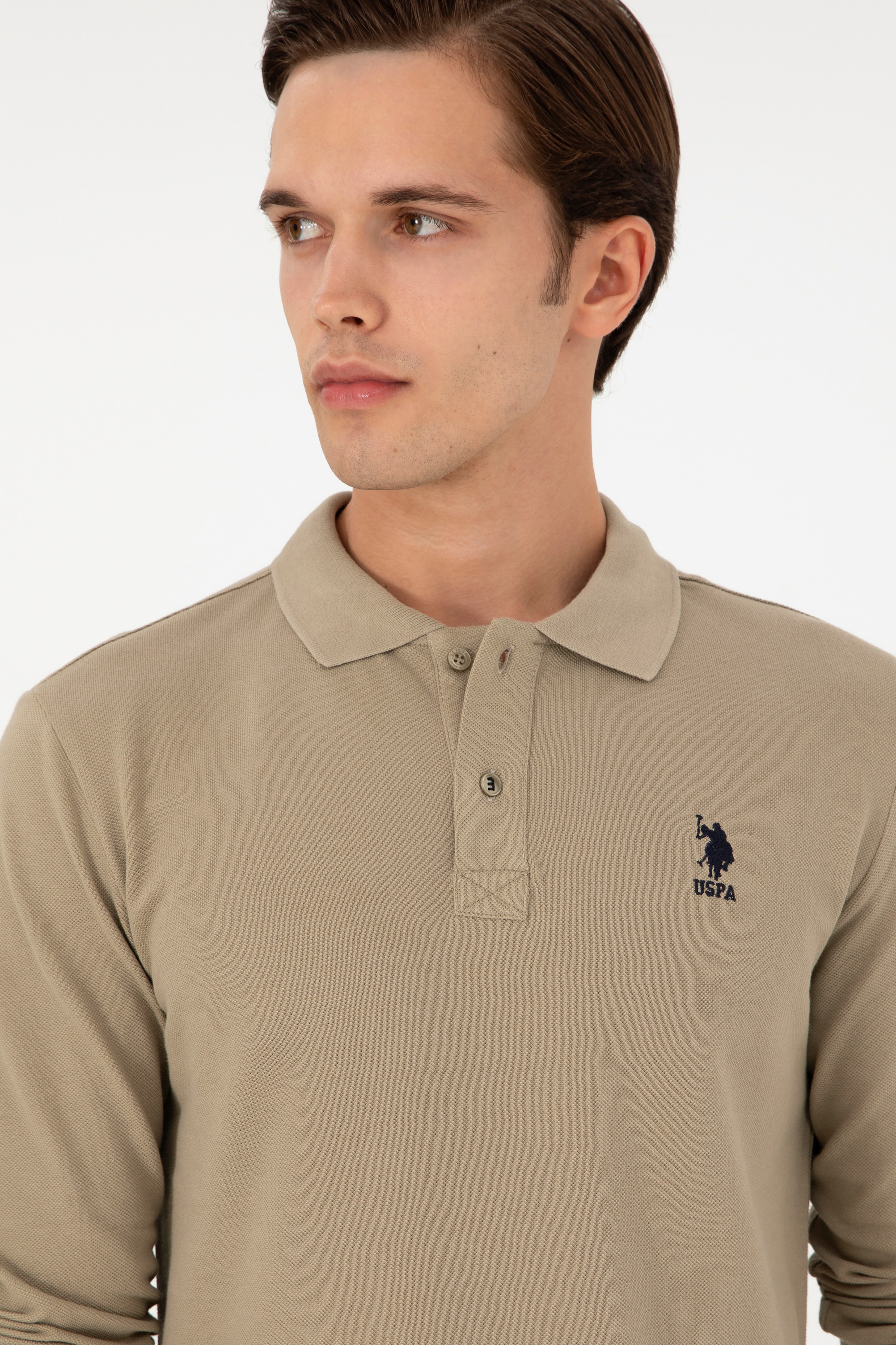 Erkek Açık Haki Basic Sweatshirt - Image 2