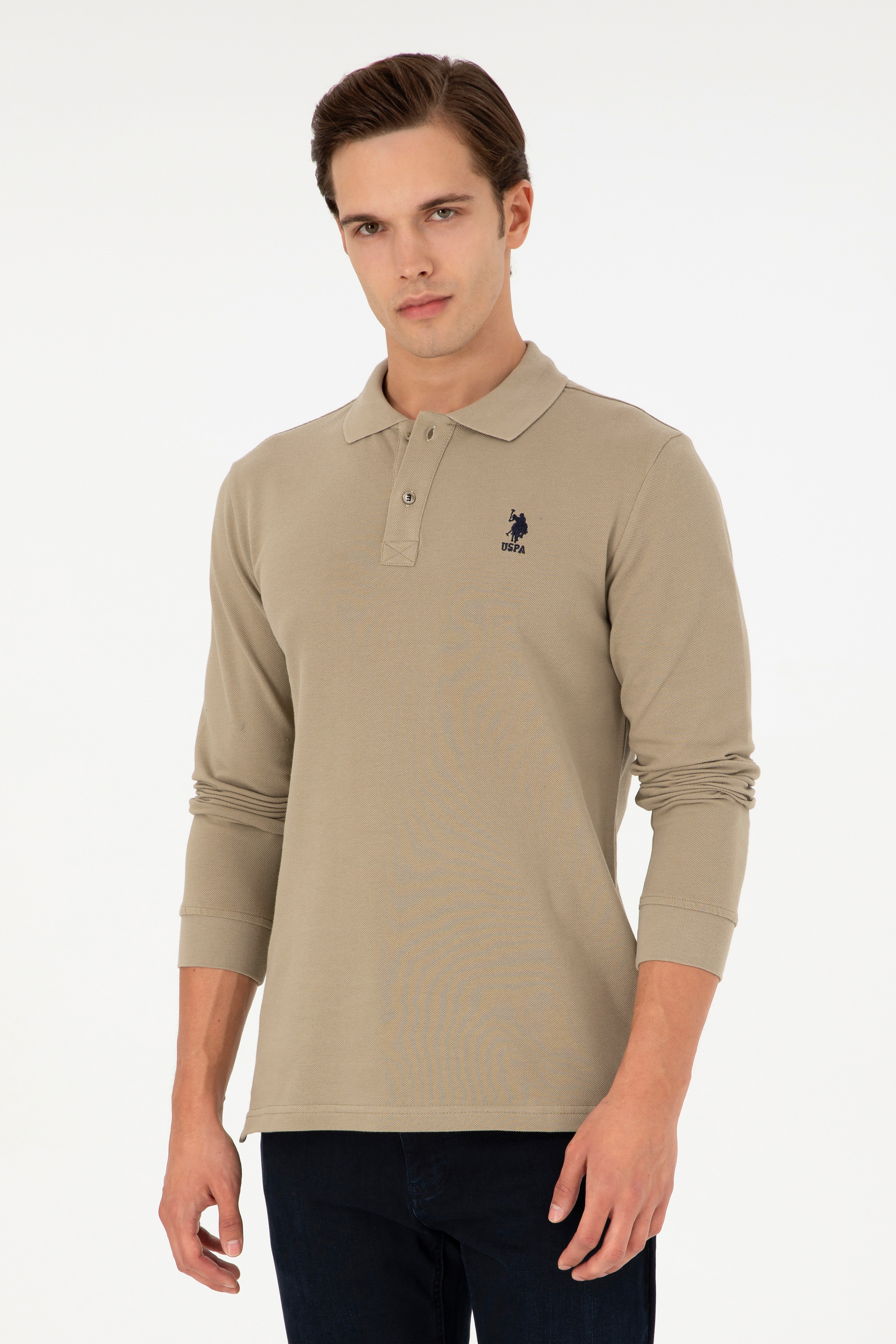 Erkek Açık Haki Basic Sweatshirt - Image 1