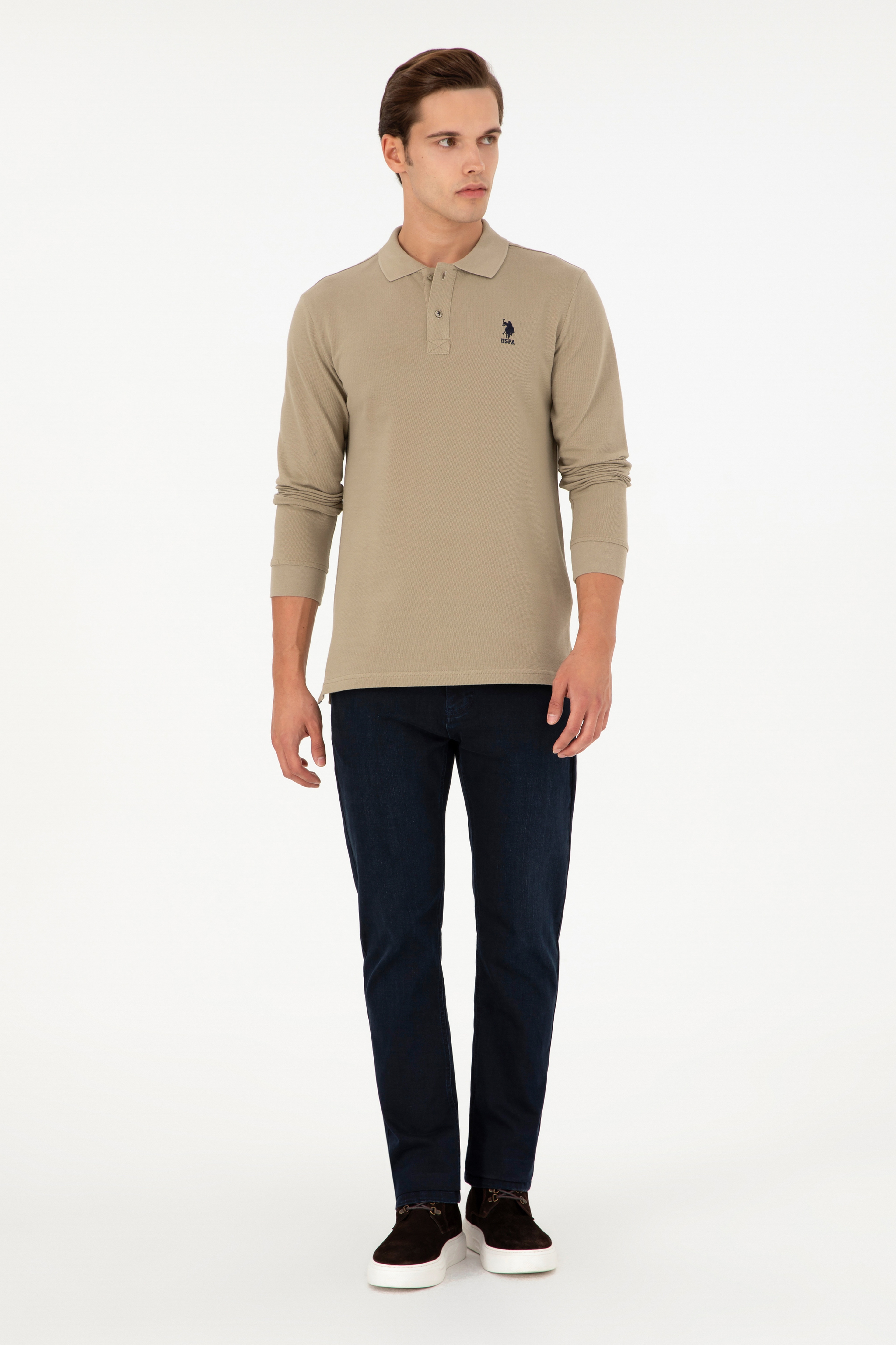 Erkek Açık Haki Basic Sweatshirt - Image 4