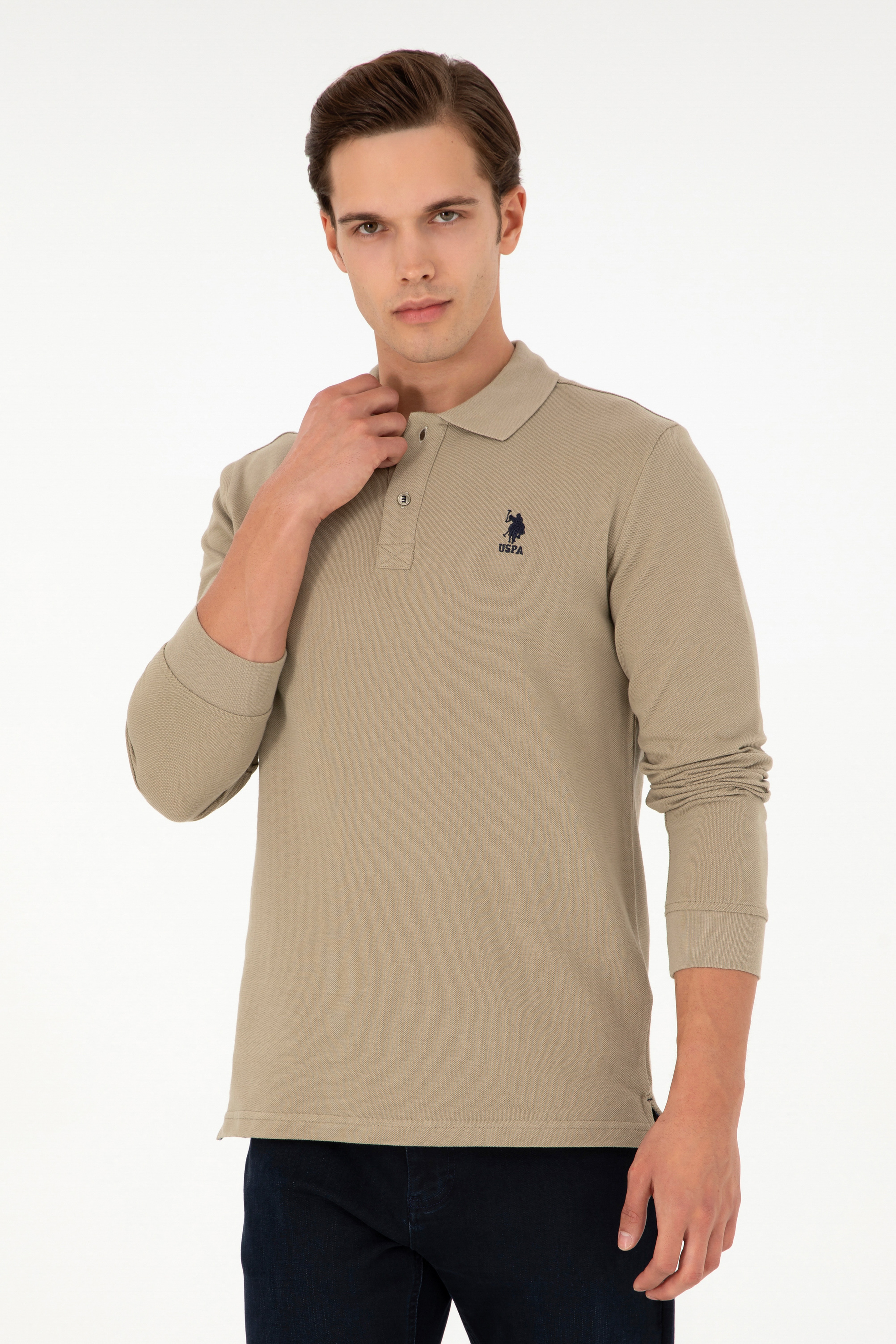 Erkek Açık Haki Basic Sweatshirt - Image 3