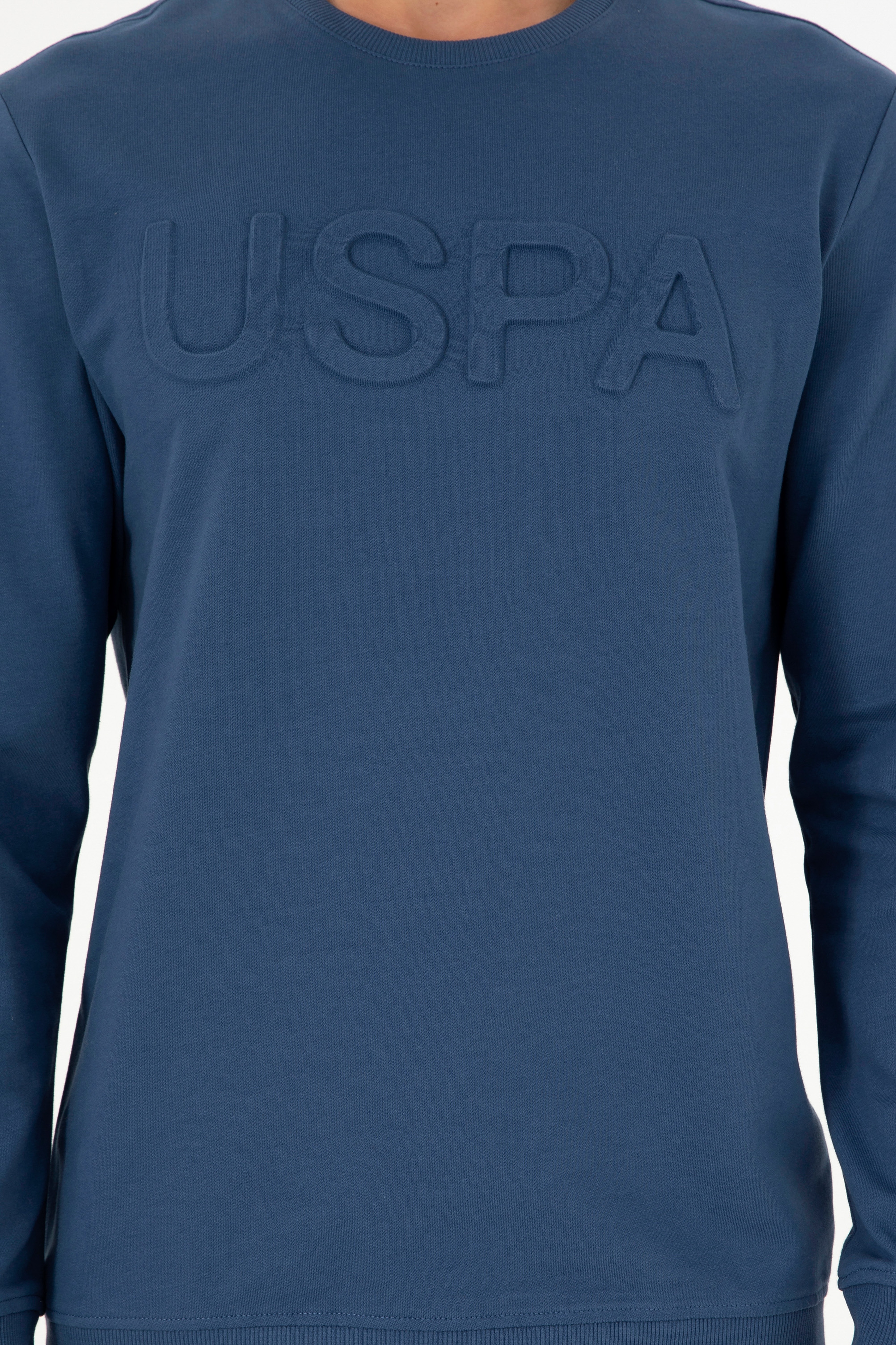 Erkek Regular Fit Bisiklet Yaka İndigo Basic Sweatshirt - Image 6
