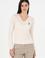 Kadın Krem Basic V Yaka Kazak