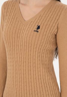 Kadın Krem Basic V Yaka Kazak - 50289486033