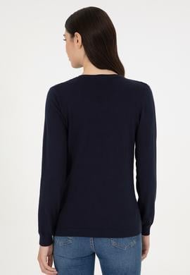 Kadın Lacivert Basic V Yaka Kazak - 50289486018