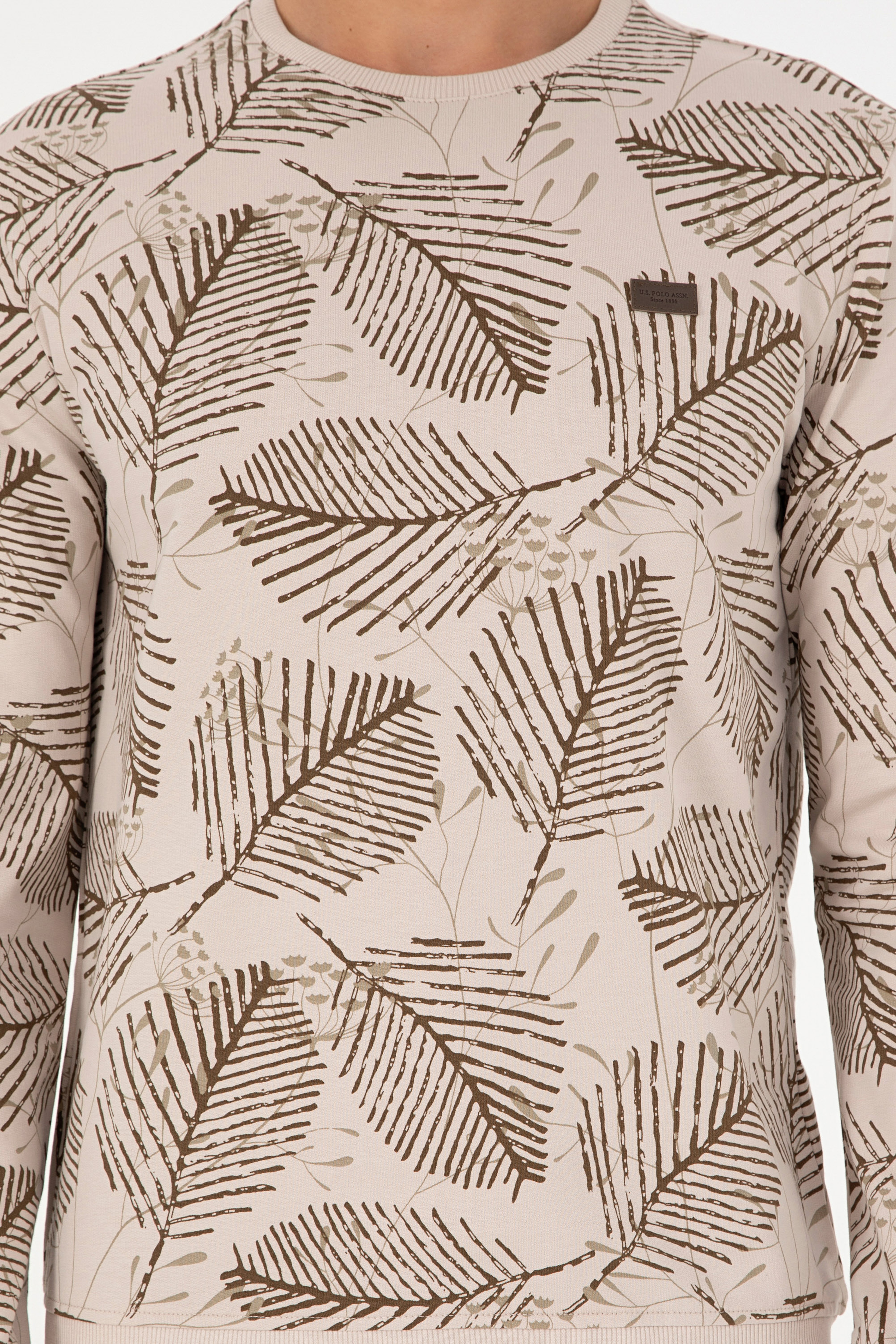 Erkek Regular Fit Bisiklet Yaka Camel Sweatshirt - Image 6