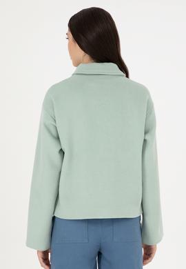 Kadın Su Yeşili Kaşe Mont - 50291493004