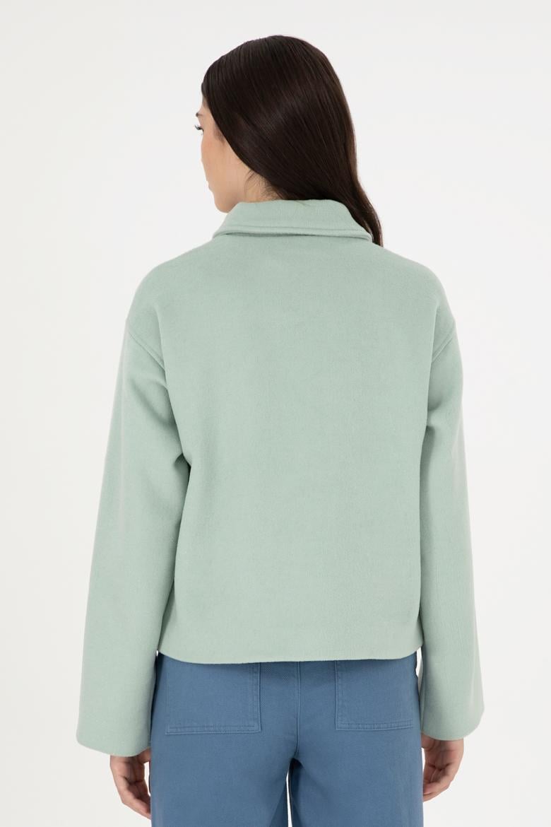 Kadın Su Yeşili Kaşe Mont - 50291493004