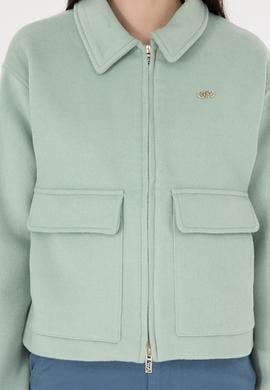 Kadın Su Yeşili Kaşe Mont - 50291493004