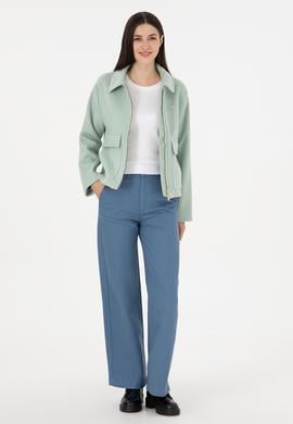 Kadın Su Yeşili Kaşe Mont - 50291493004