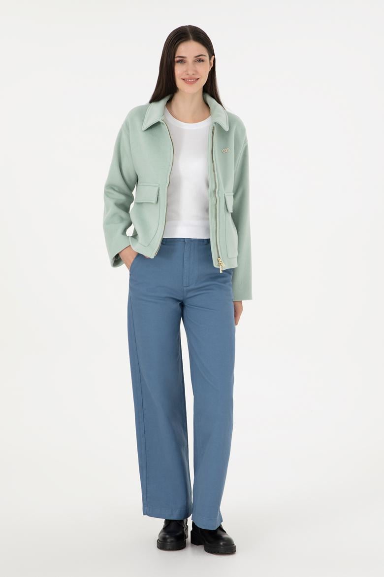 Kadın Su Yeşili Kaşe Mont - 50291493004