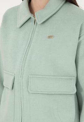 Kadın Su Yeşili Kaşe Mont - 50291493004