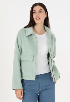 Kadın Su Yeşili Kaşe Mont - 50291493004