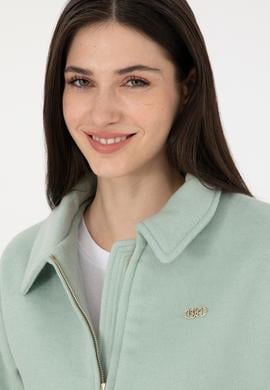 Kadın Su Yeşili Kaşe Mont - 50291493004