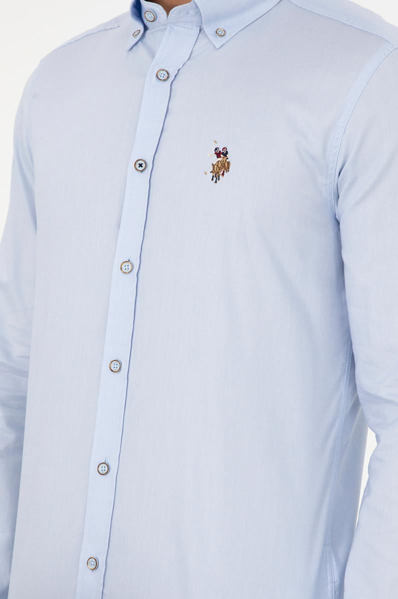 Erkek Açık Mavi Uzun Kollu Basic Gömlek