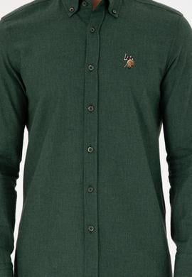 Erkek Koyu Yeşil Uzun Kollu Basic Gömlek - 50293980128